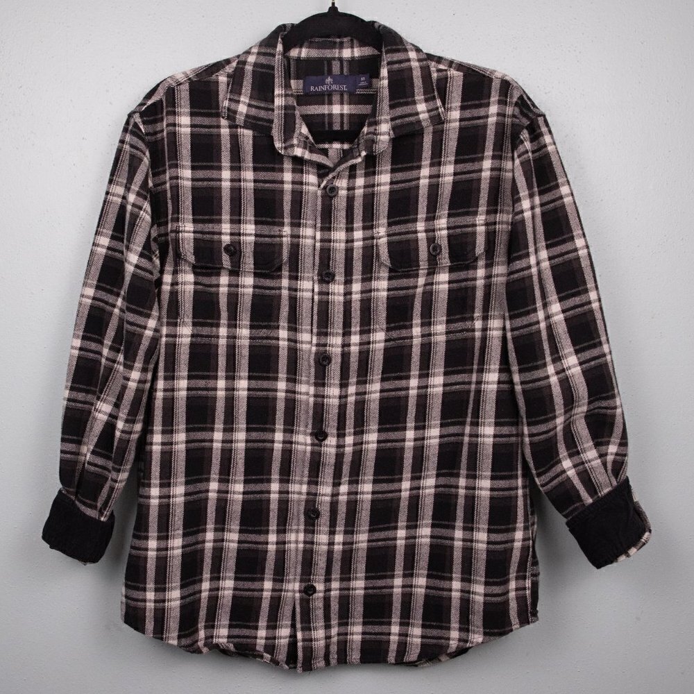 Rainforest black and white plaid flannel shirt-M